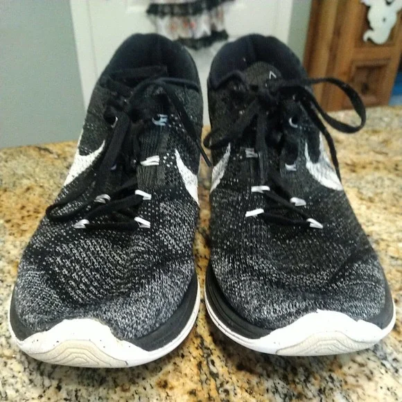 Nike Mens Flyknit Lunar III 698181-010 Black Oreo Running Shoes Sneakers Size 14 - Picture 10 of 12